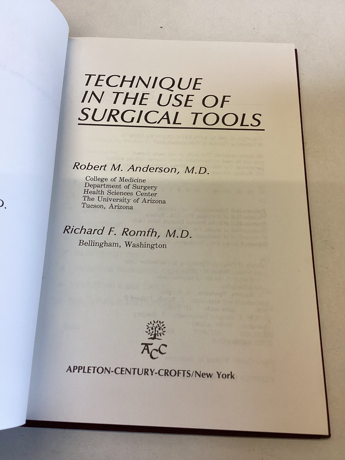 Technique In The Use of Surgical Tools Anderson.Romfh