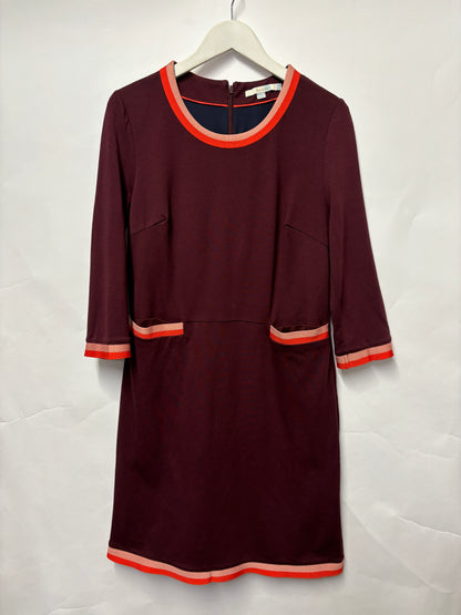 Boden Burgundy, Pink and Orange Long Sleeve Midi Dress 14R