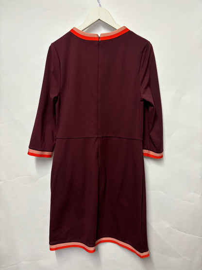 Boden Burgundy, Pink and Orange Long Sleeve Midi Dress 14R