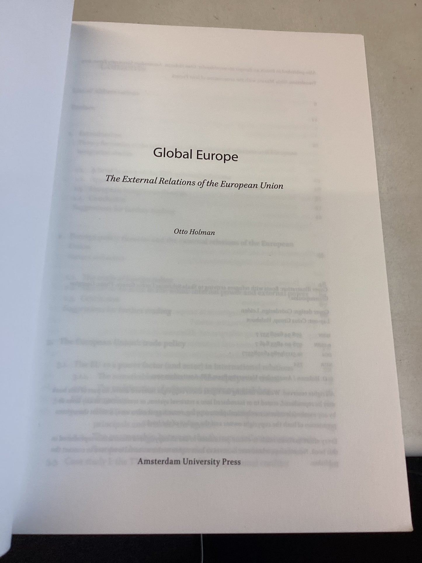 Global Europe The External Relations Of The European Union Otto Holman