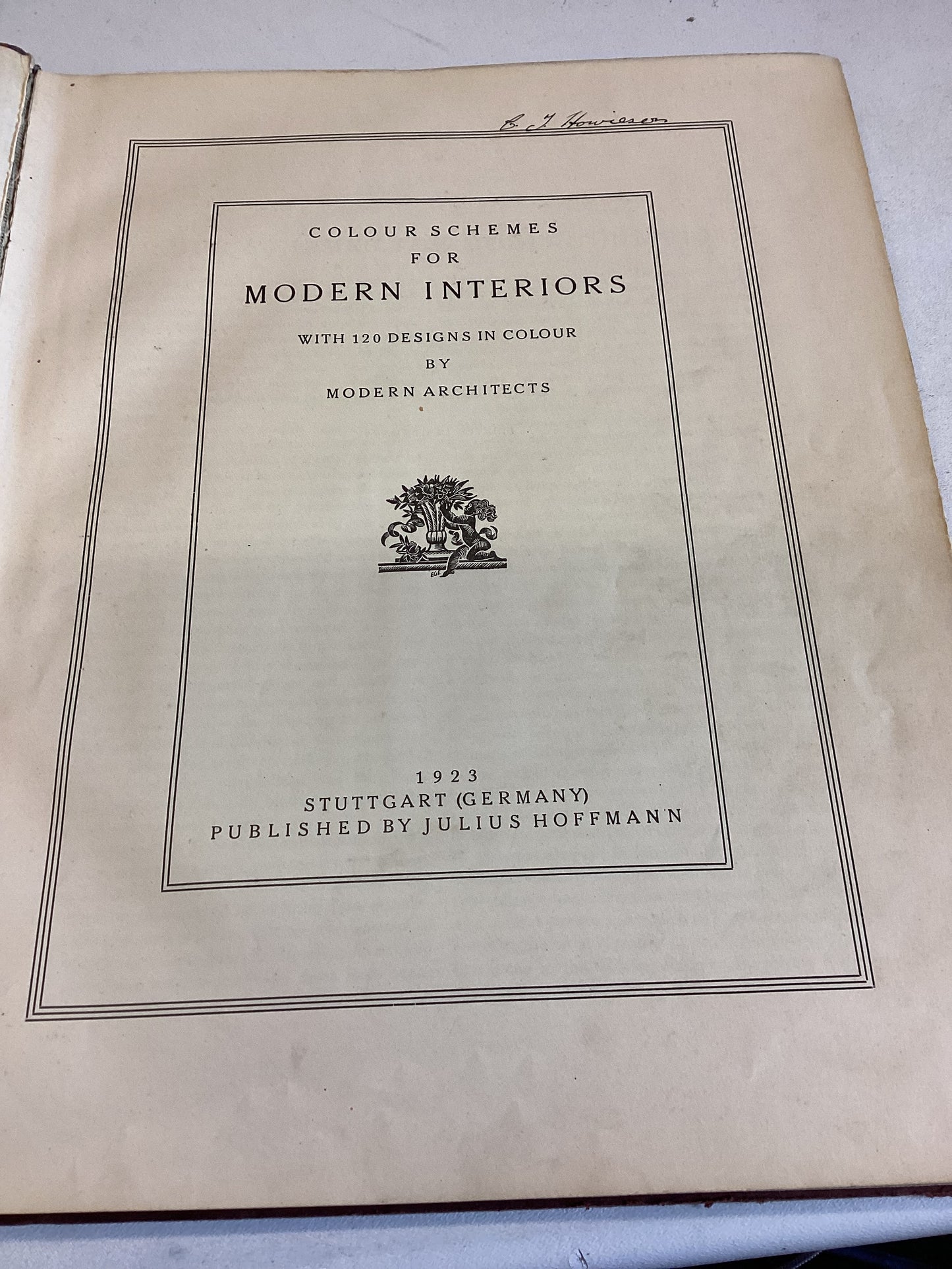 Colour Schemes For Modern Interiors with 120 Designs in Colour First Edition 1923