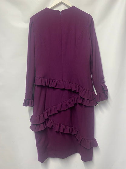 Vintage Carolina Herrera Purple 80s Ruffle Dress 10