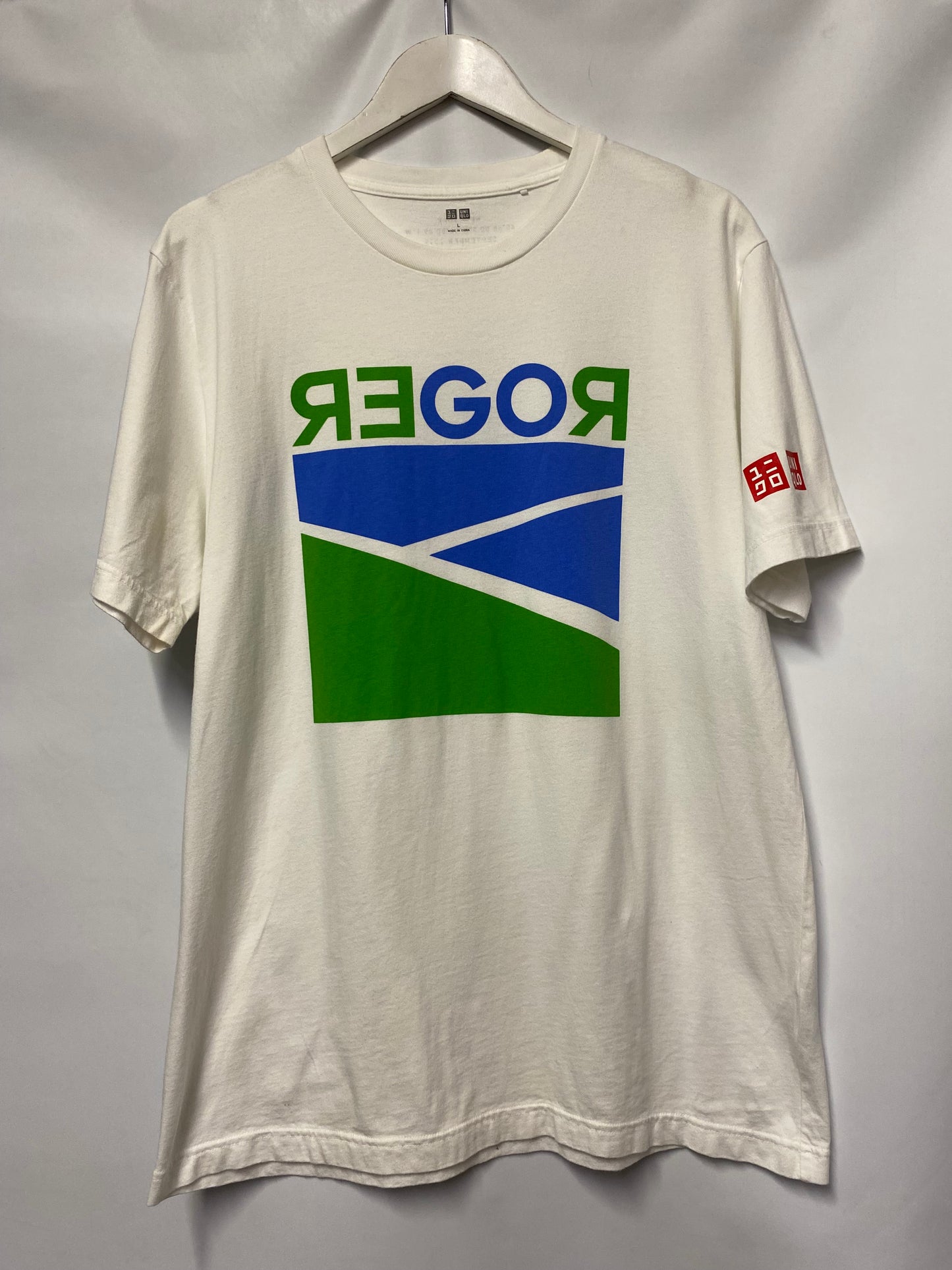 Uniqlo Roger Federer White Crew Neck Cotton T-Shirt Large