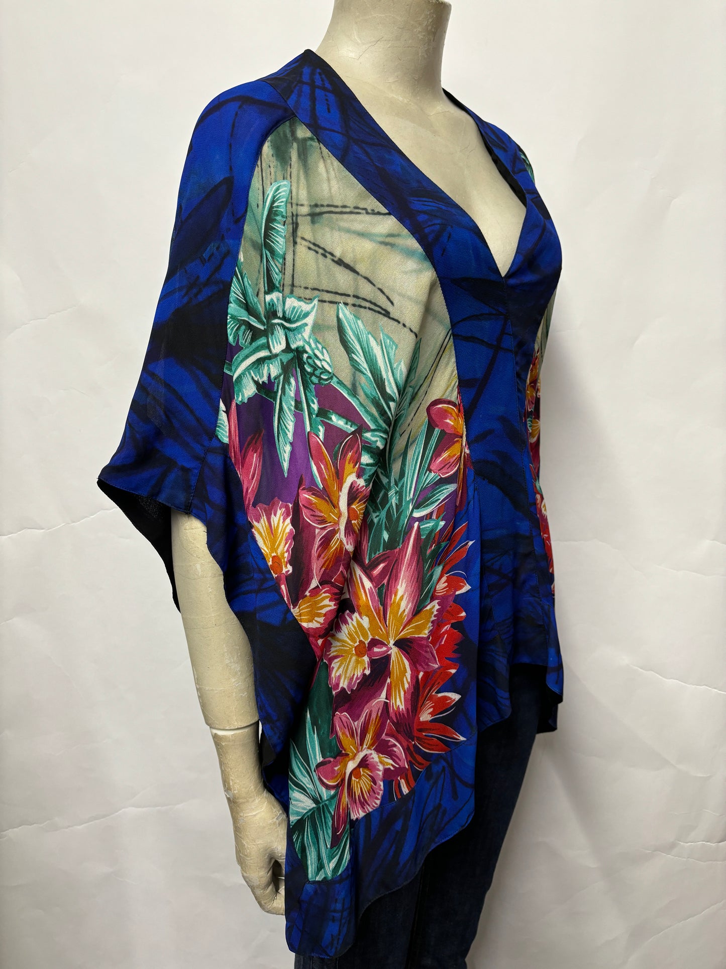 Desigual Multi-coloured Sheer Floral Poncho S