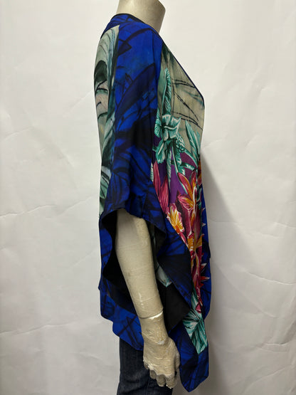 Desigual Multi-coloured Sheer Floral Poncho S