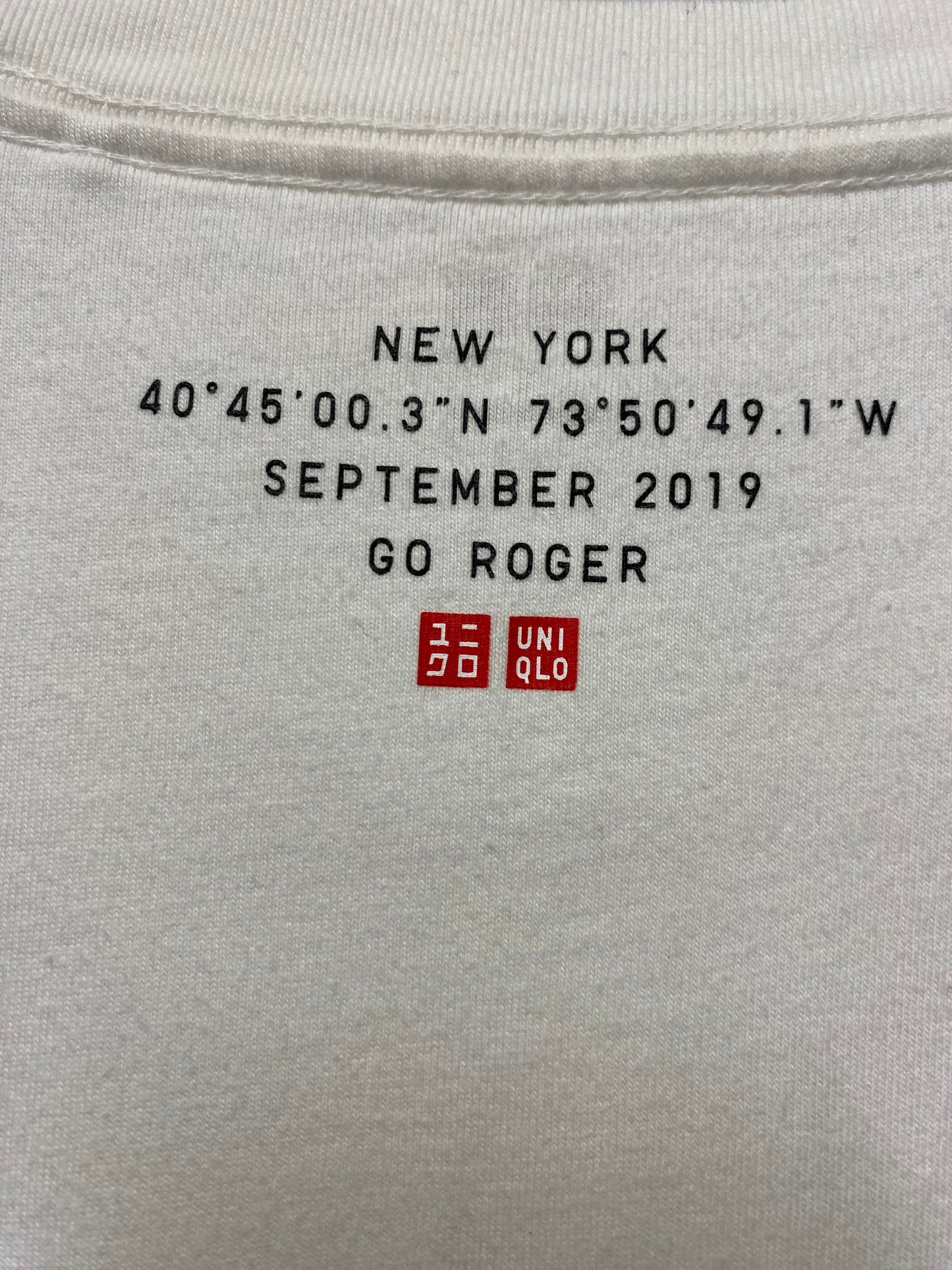 Uniqlo Roger Federer White Crew Neck Cotton T-Shirt Large