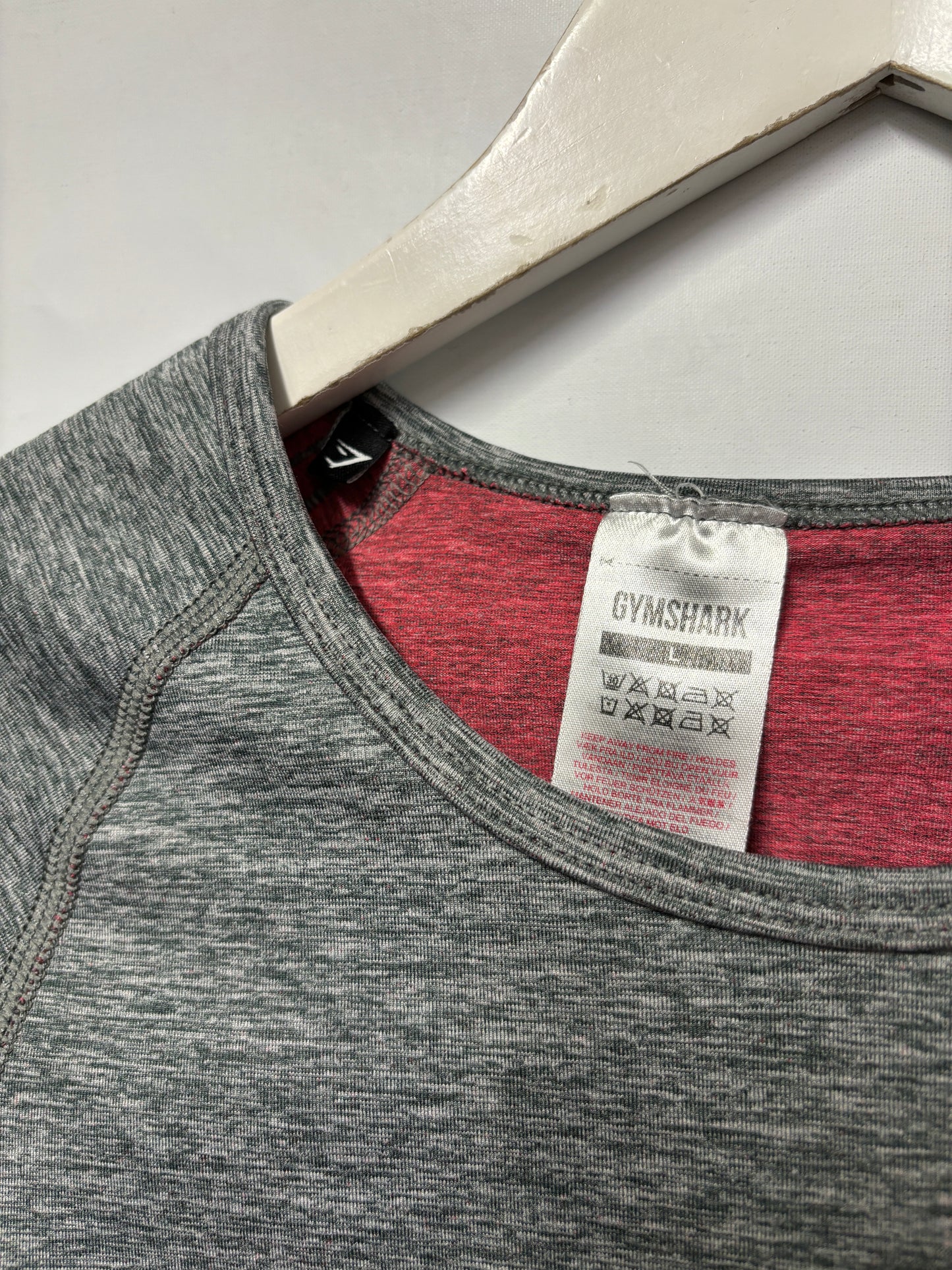 Gymshark Grey and Pink Cropped Top L