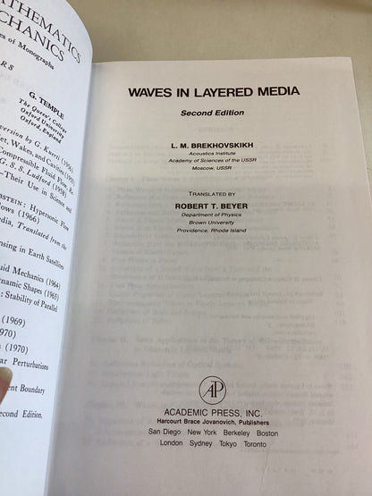 Waves In Layered Media Applied Mathematics and Mechanics 16 Second Edition