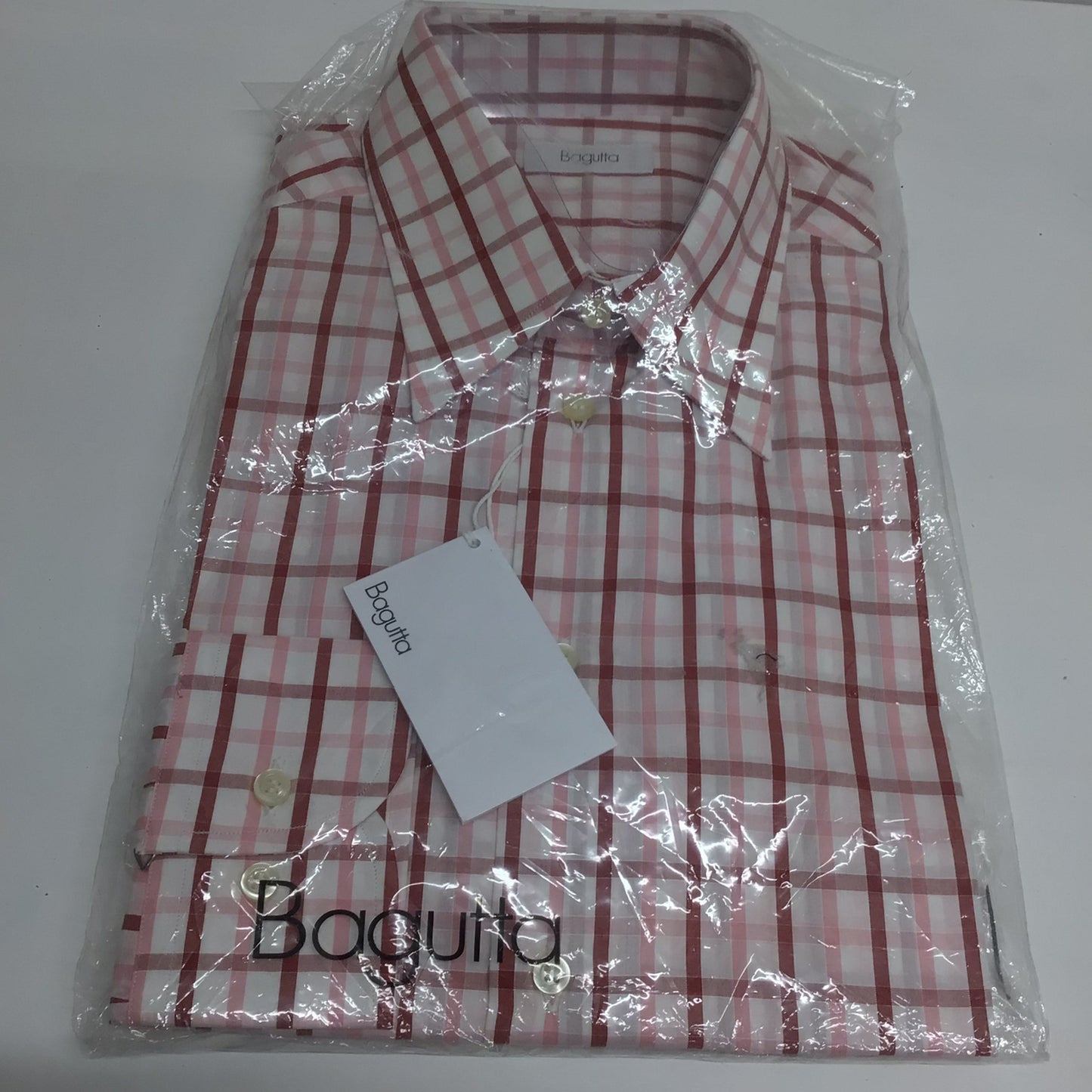 BNWT Bagutta Pink & White Checked Long Sleeve Shirt Size 16