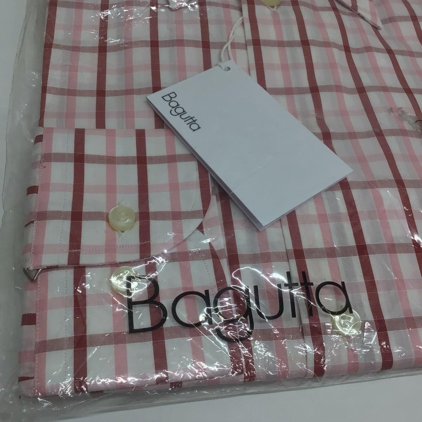 BNWT Bagutta Pink & White Checked Long Sleeve Shirt Size 16