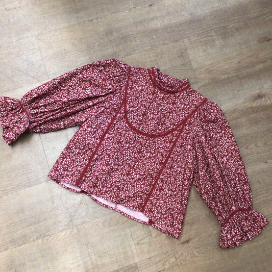 Meadows Red Amaryllis 100% Cotton Corduroy Top Size 12