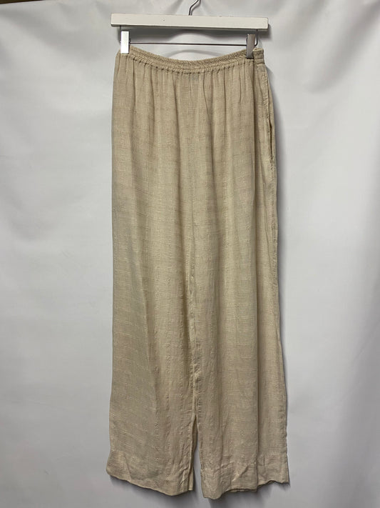 Eskandar Beige Cream Linen Loose Fit Trousers 1 Small