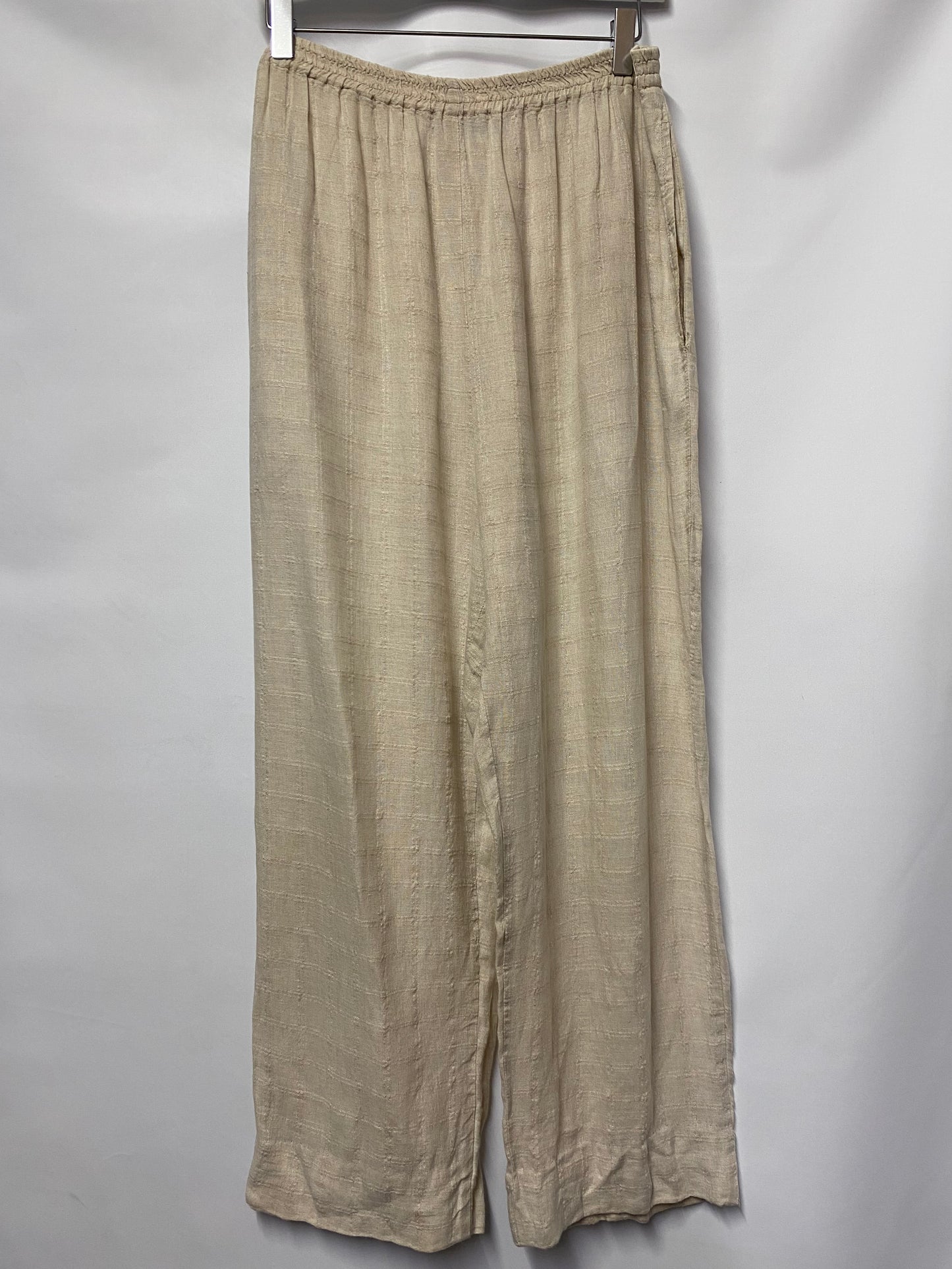 Eskandar Beige Cream Linen Loose Fit Trousers 1 Small