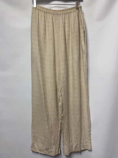 Eskandar Beige Cream Linen Loose Fit Trousers 1 Small