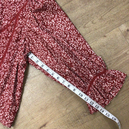 Meadows Red Amaryllis 100% Cotton Corduroy Top Size 12