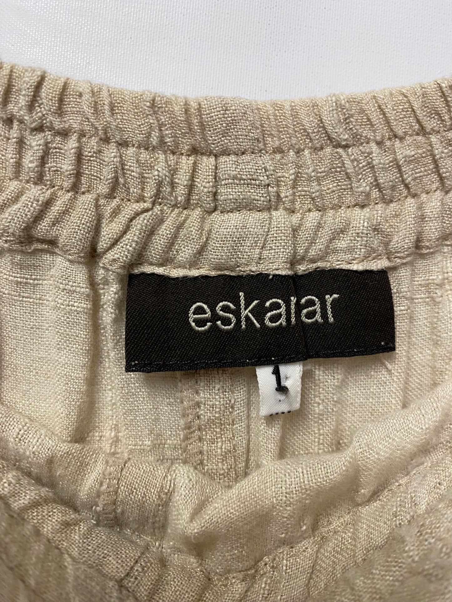 Eskandar Beige Cream Linen Loose Fit Trousers 1 Small