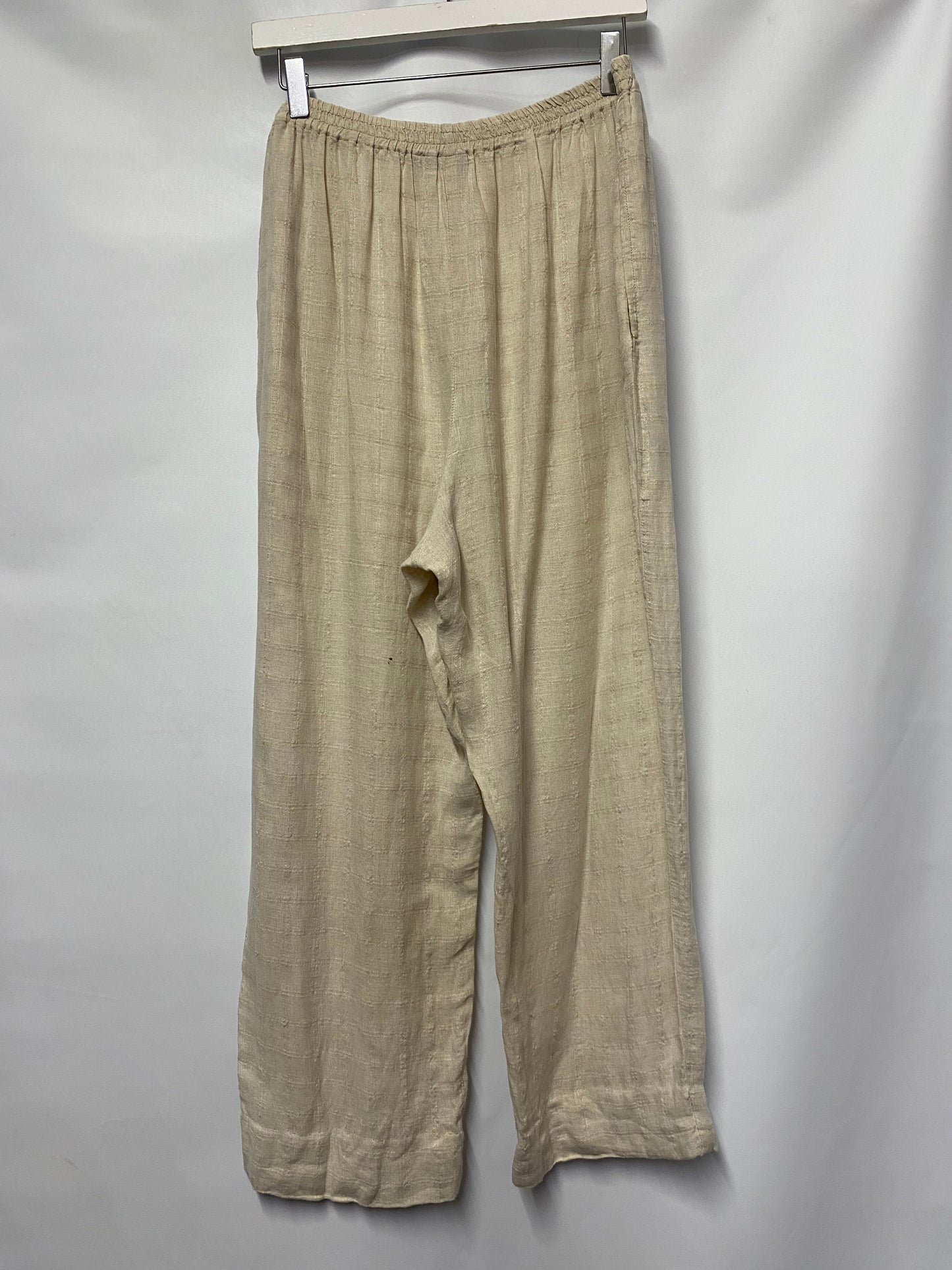 Eskandar Beige Cream Linen Loose Fit Trousers 1 Small