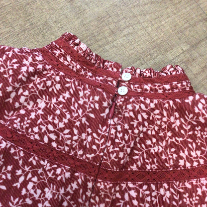 Meadows Red Amaryllis 100% Cotton Corduroy Top Size 12