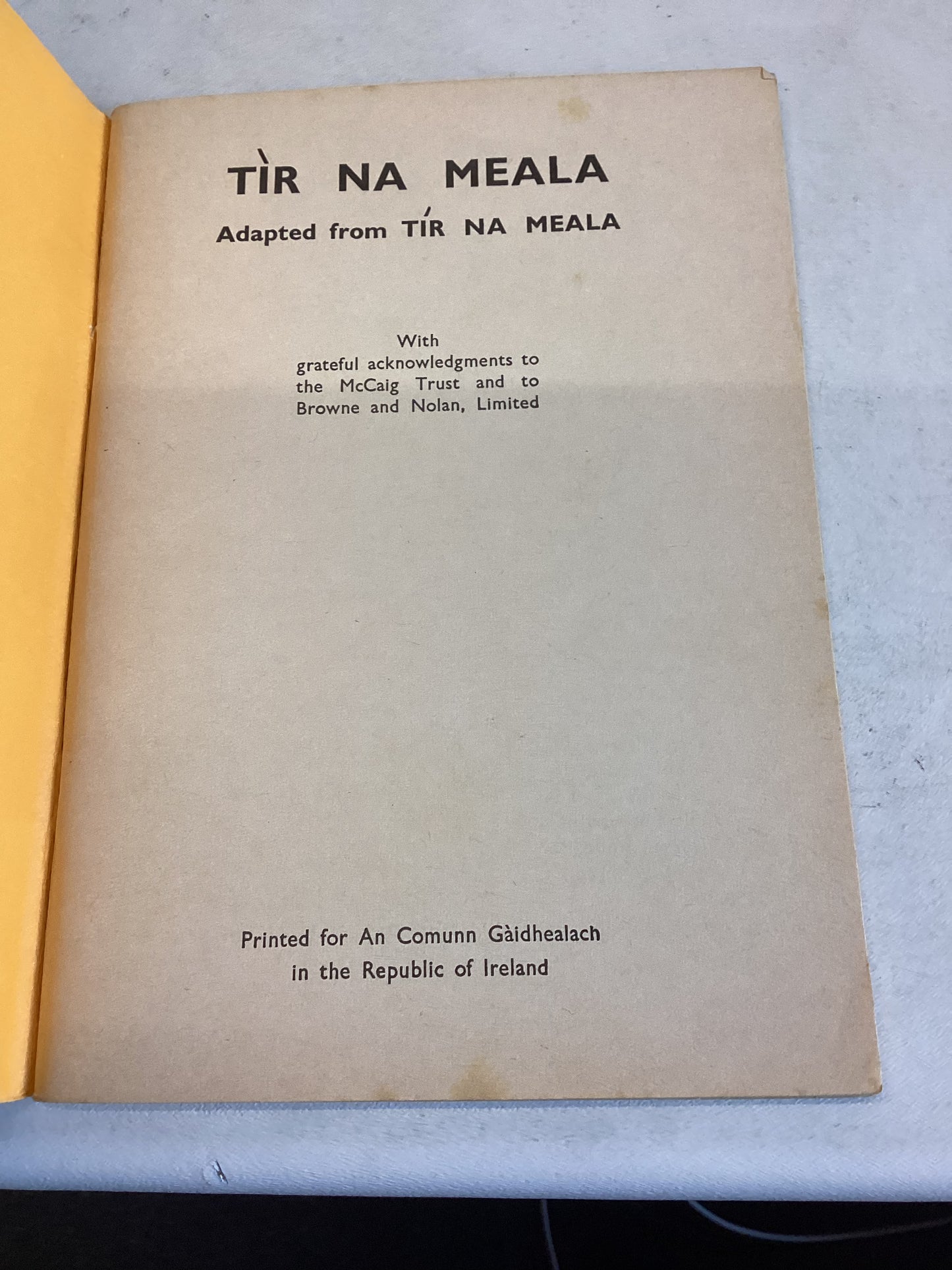 Tir na Meala Adapted from Tir Na Meale