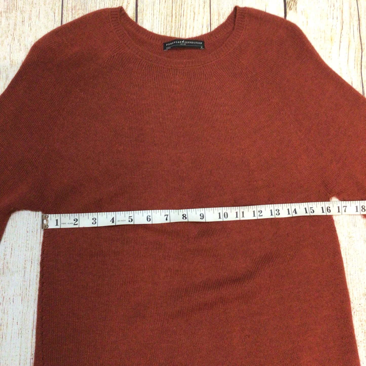 Peruvian Connection Rust Brown 100% Royal Alpaca Jumper Size M