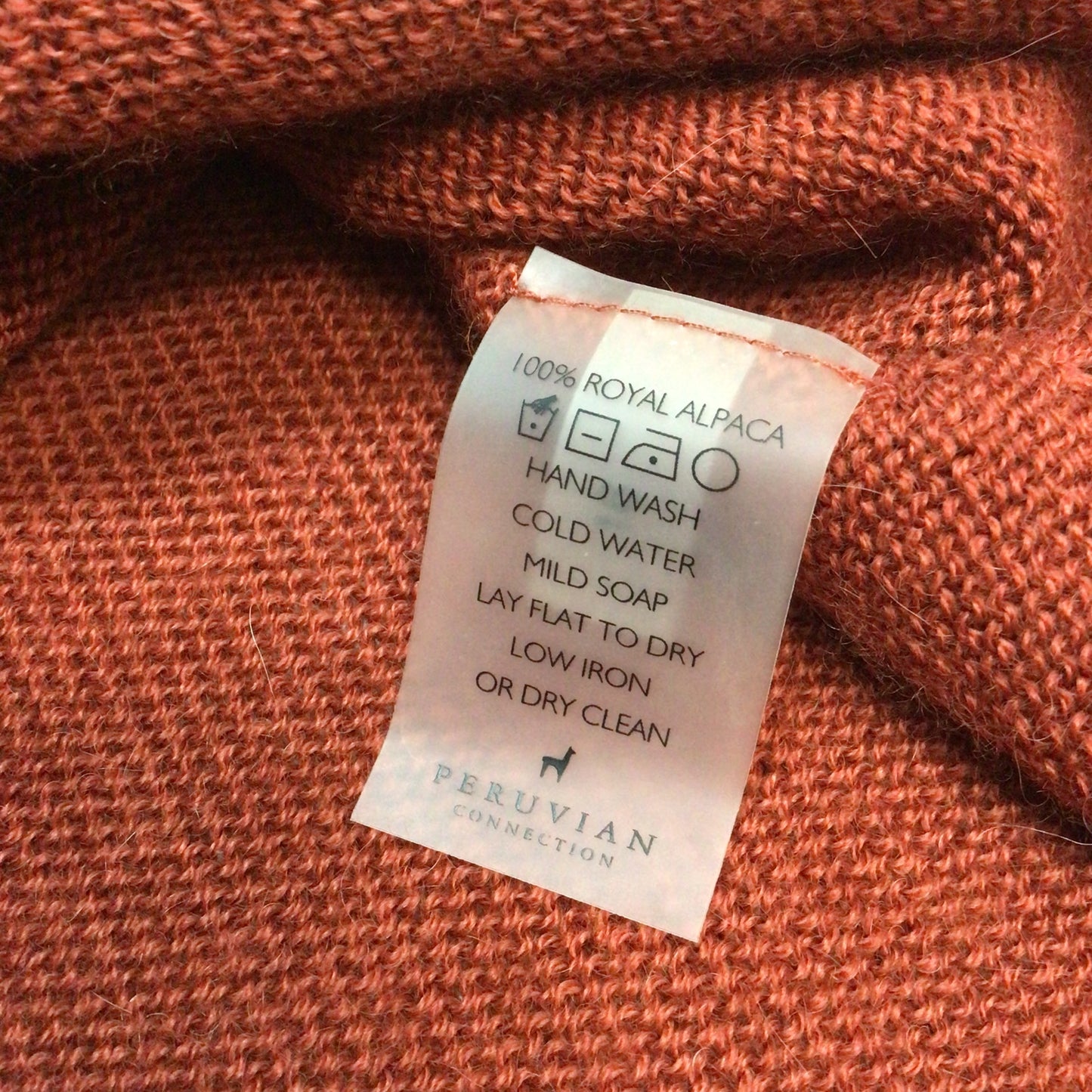 Peruvian Connection Rust Brown 100% Royal Alpaca Jumper Size M