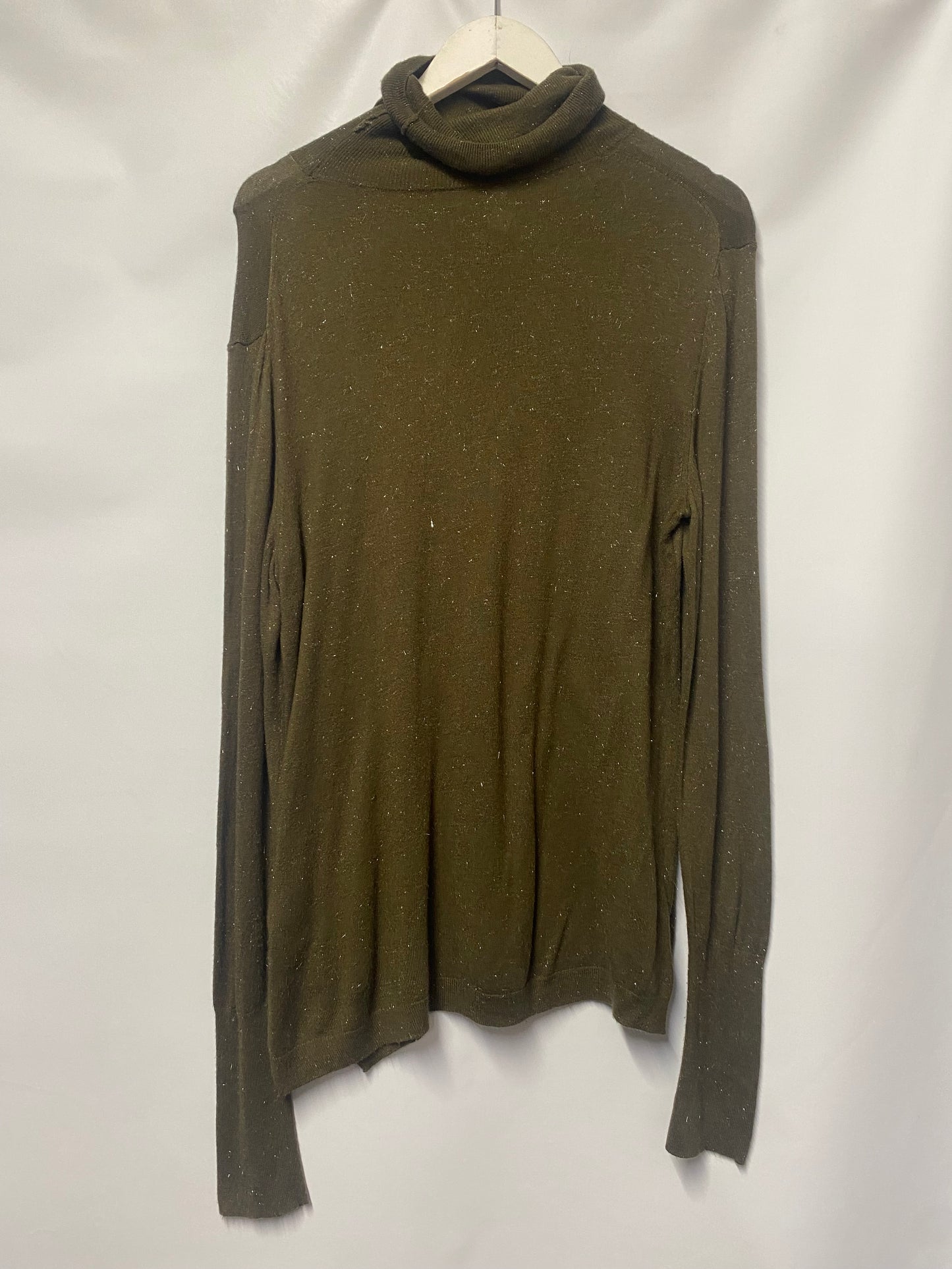 Whistles Green Sparkly Turtleneck Knitted Jumper 16