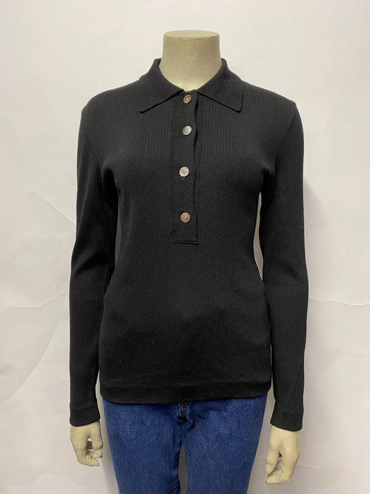 Viasazaby Black Knitted Pullover Shirt