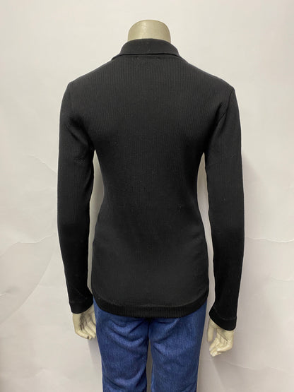 Viasazaby Black Knitted Pullover Shirt