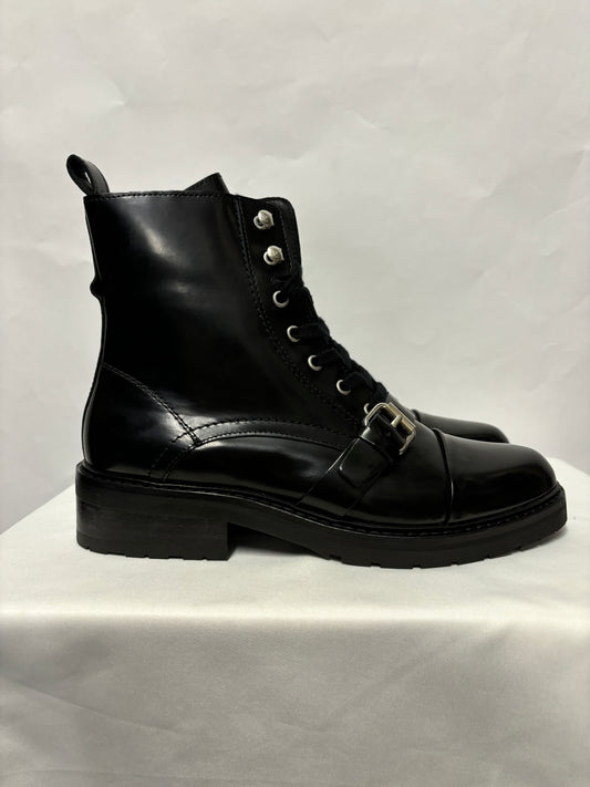 All Saints Black Leather Donita Biker Boot 7 BNIB