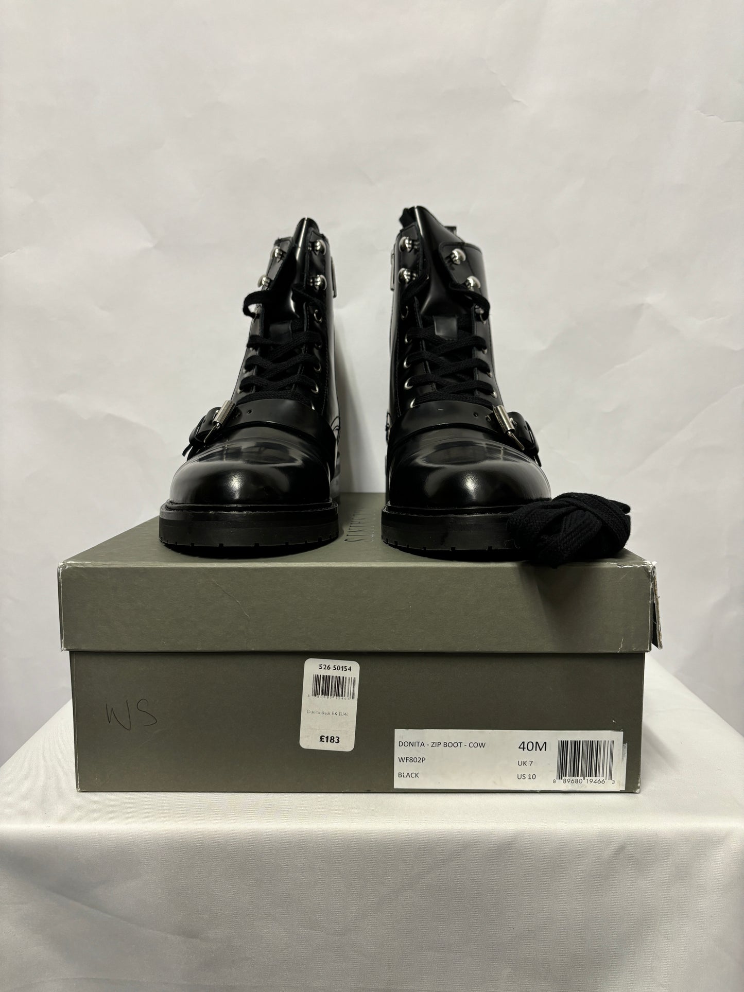 All Saints Black Leather Donita Biker Boot 7 BNIB