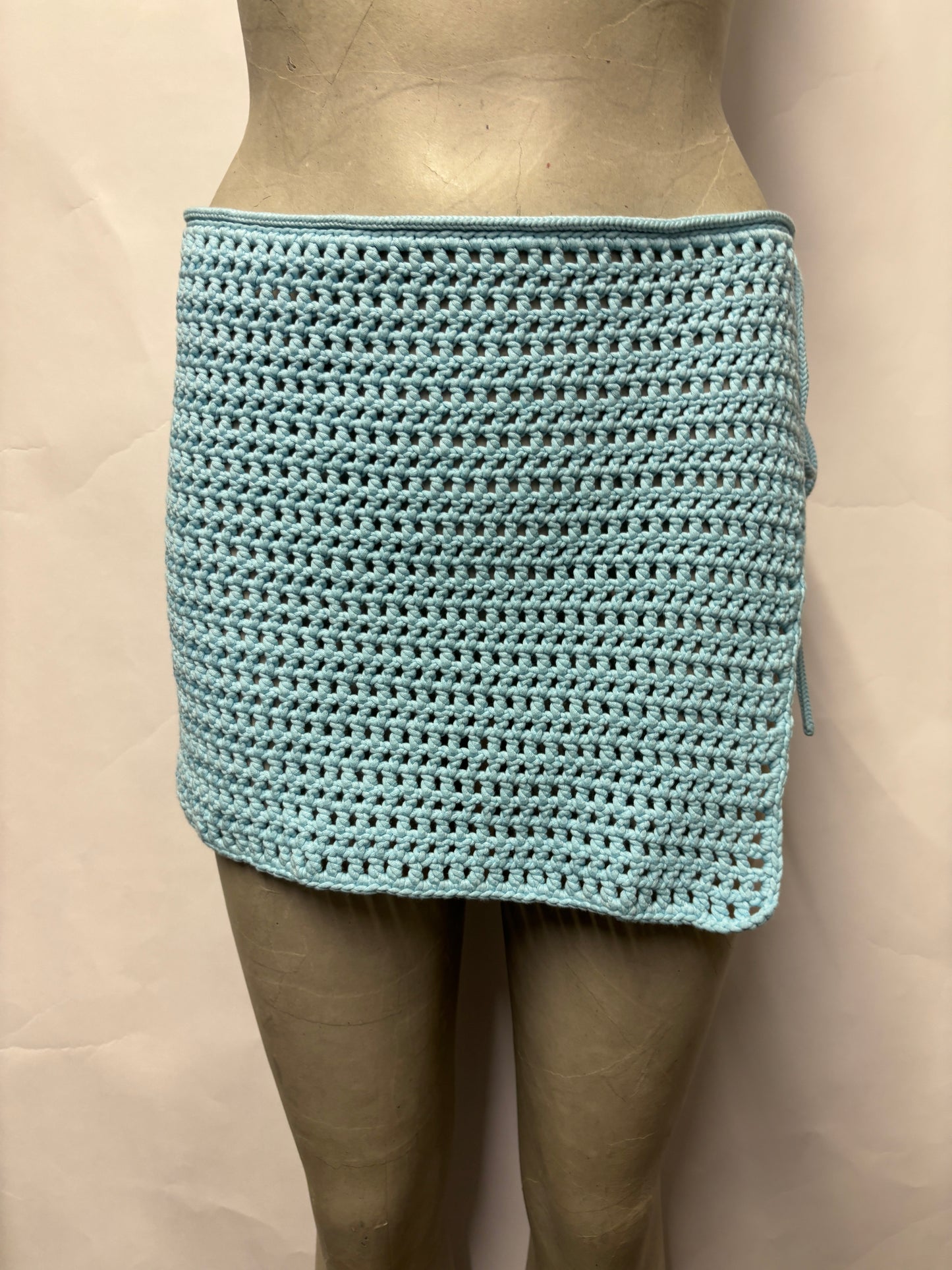 Burberry Blue Crochet Beach Wrap Skirt Small