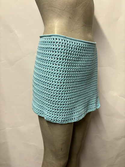 Burberry Blue Crochet Beach Wrap Skirt Small