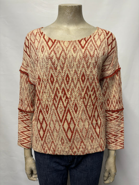 Ba&sh Red and Cream Geometric Jumper Medium