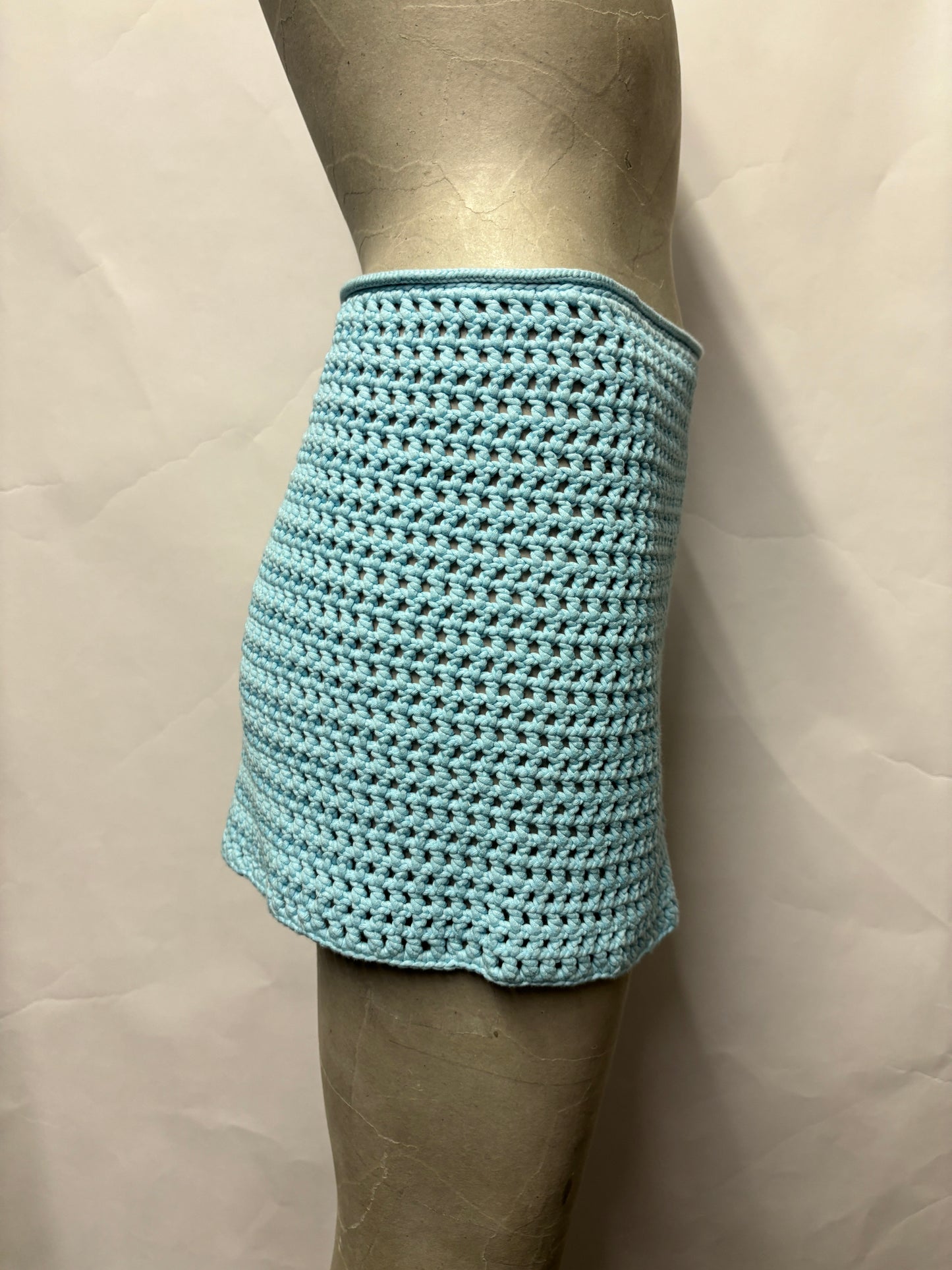 Burberry Blue Crochet Beach Wrap Skirt Small