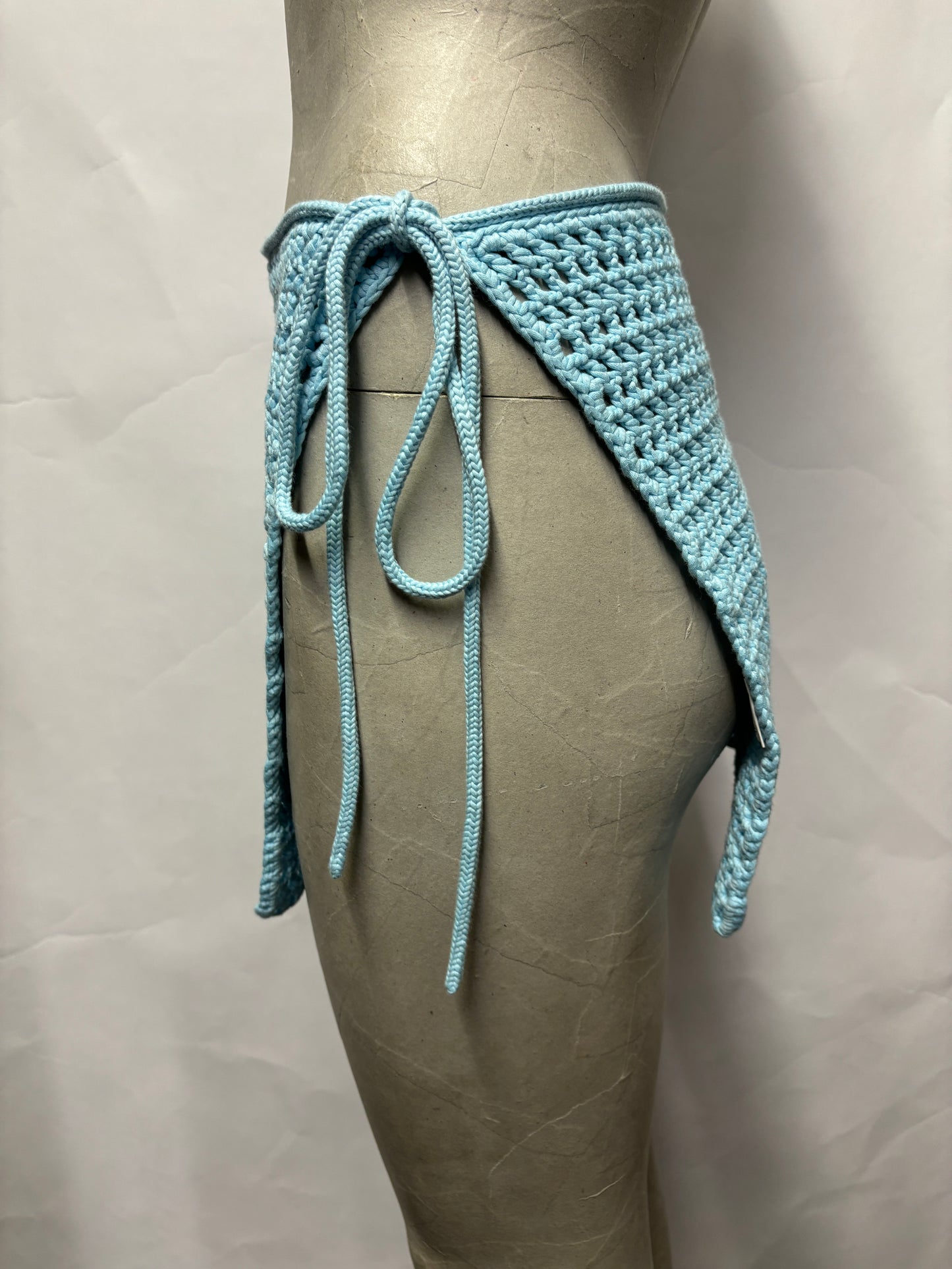 Burberry Blue Crochet Beach Wrap Skirt Small