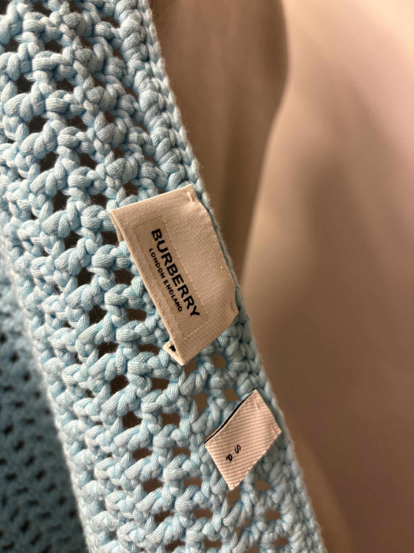 Burberry Blue Crochet Beach Wrap Skirt Small