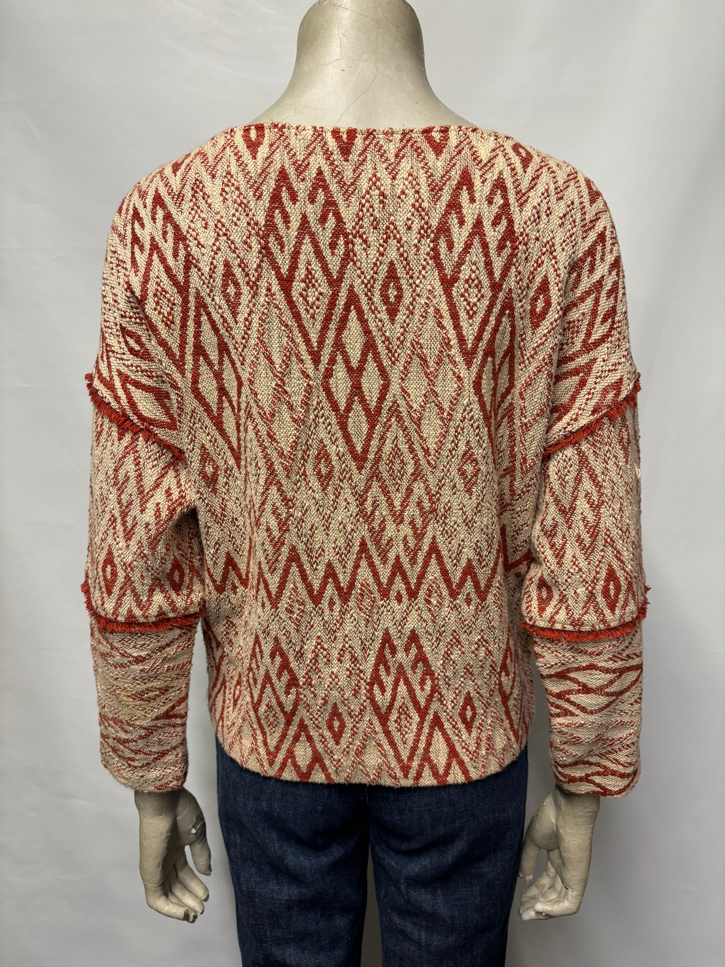 Ba&sh Red and Cream Geometric Jumper Medium