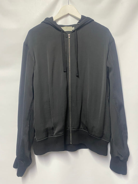 Vince Black Satin Zipped Hoodie Large