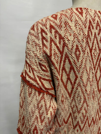 Ba&sh Red and Cream Geometric Jumper Medium