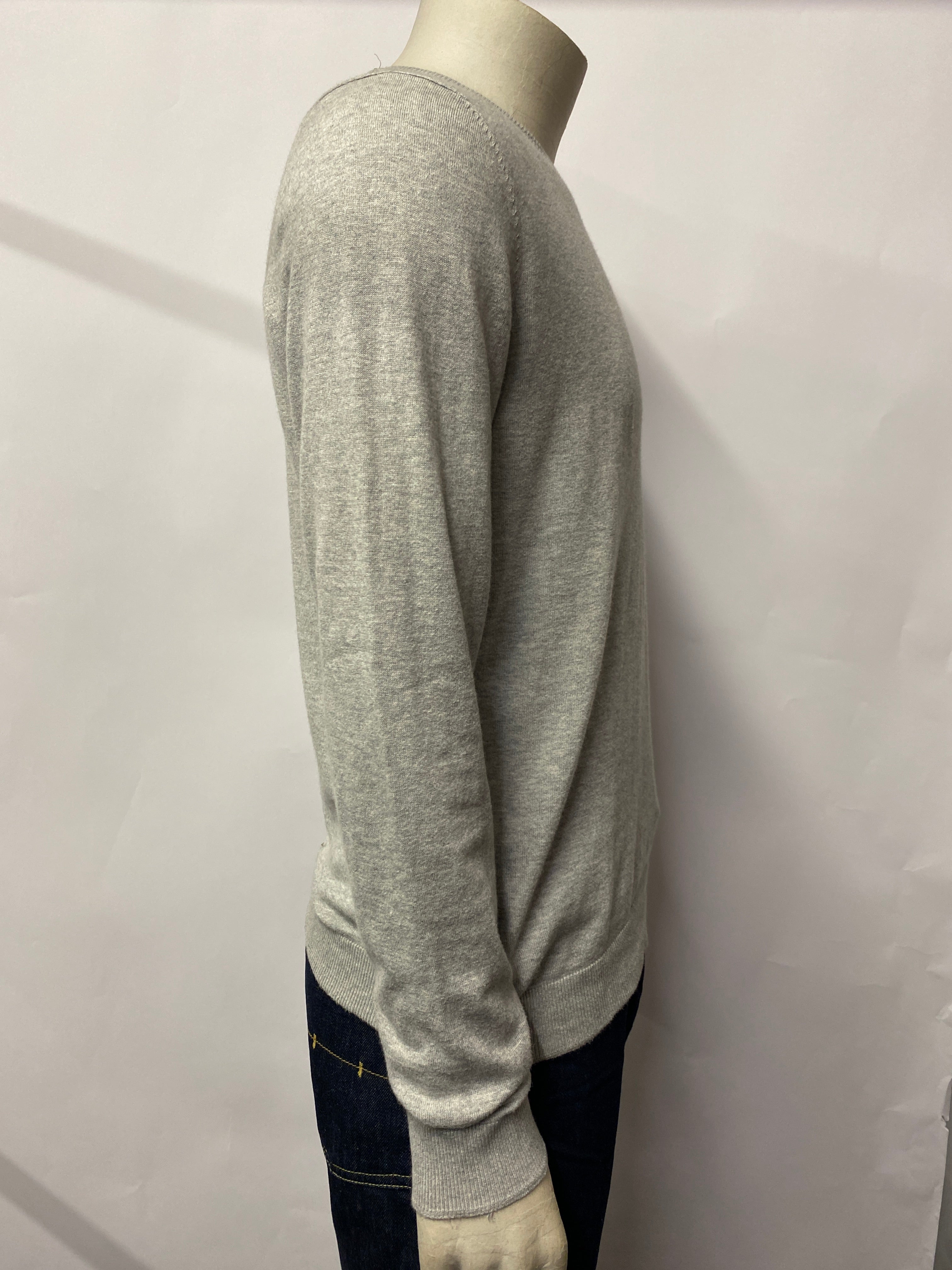 Massimo Dutti Grey Cotton Silk and Cashmere Crew Neck Jumper