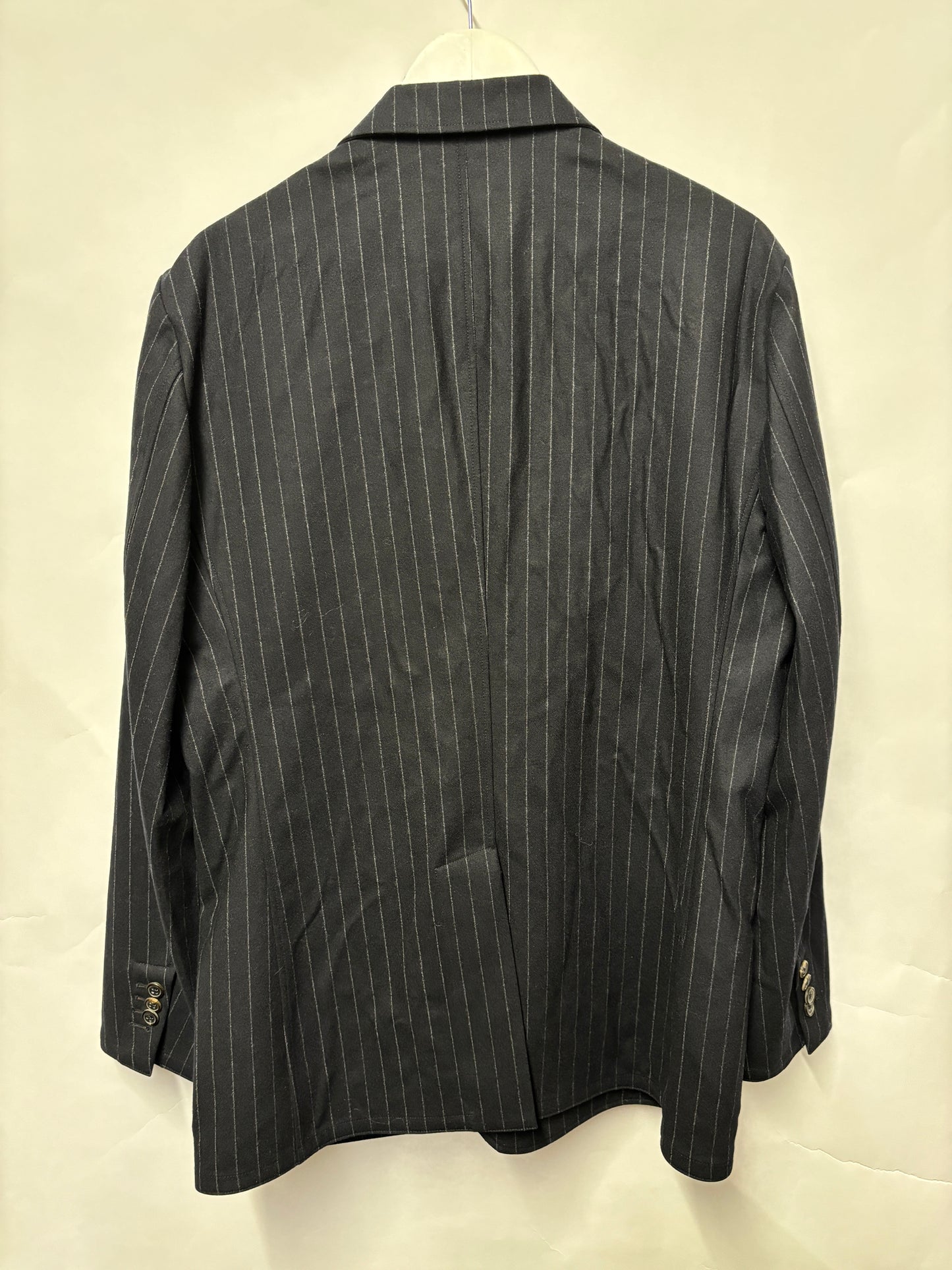 Hermes Navy Wool Pinstripe Blazer with Orange Lining 52