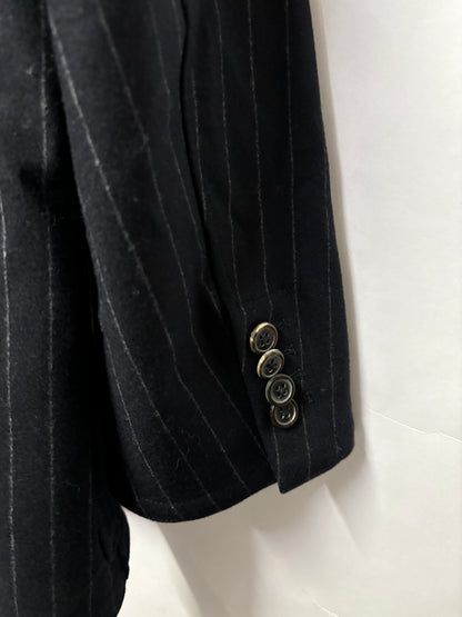 Hermes Navy Wool Pinstripe Blazer with Orange Lining 52