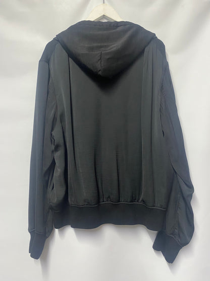 Vince Black Satin Zipped Hoodie Large