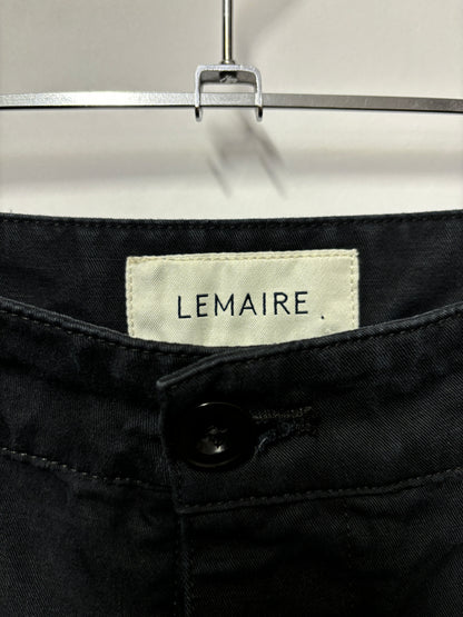 Lemaire Navy Cotton Linen Straight Loose Trousers Large W33