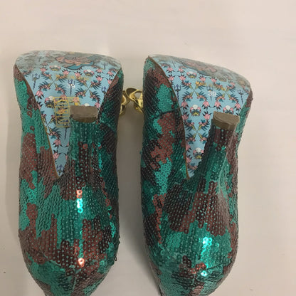 Irregular Choice Green Sequinned Heels w/Diamante Bows Size 6 UK