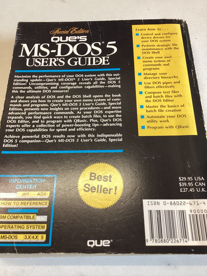 MS-DOS 5 User's Guide Special Edition Que