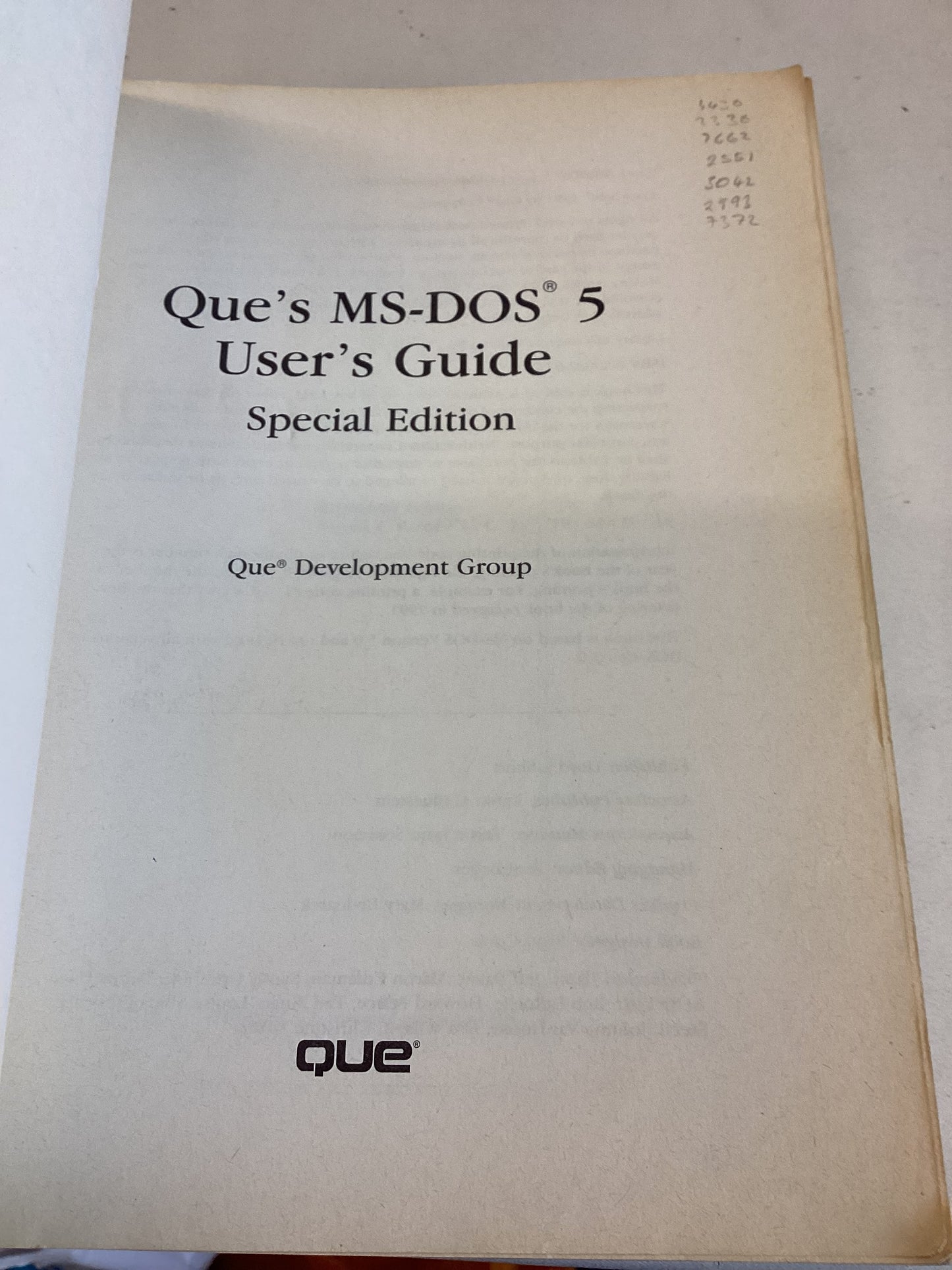 MS-DOS 5 User's Guide Special Edition Que