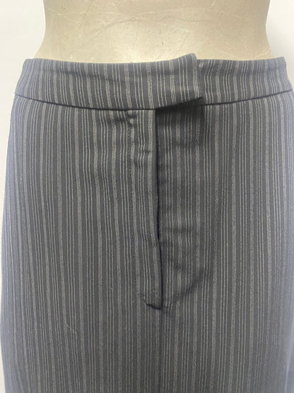 Vintage MaxMara Black Wool Blend Striped Maxi Skirt 10