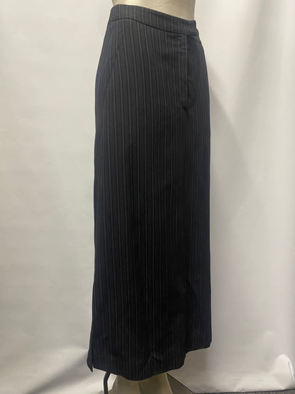 Vintage MaxMara Black Wool Blend Striped Maxi Skirt 10