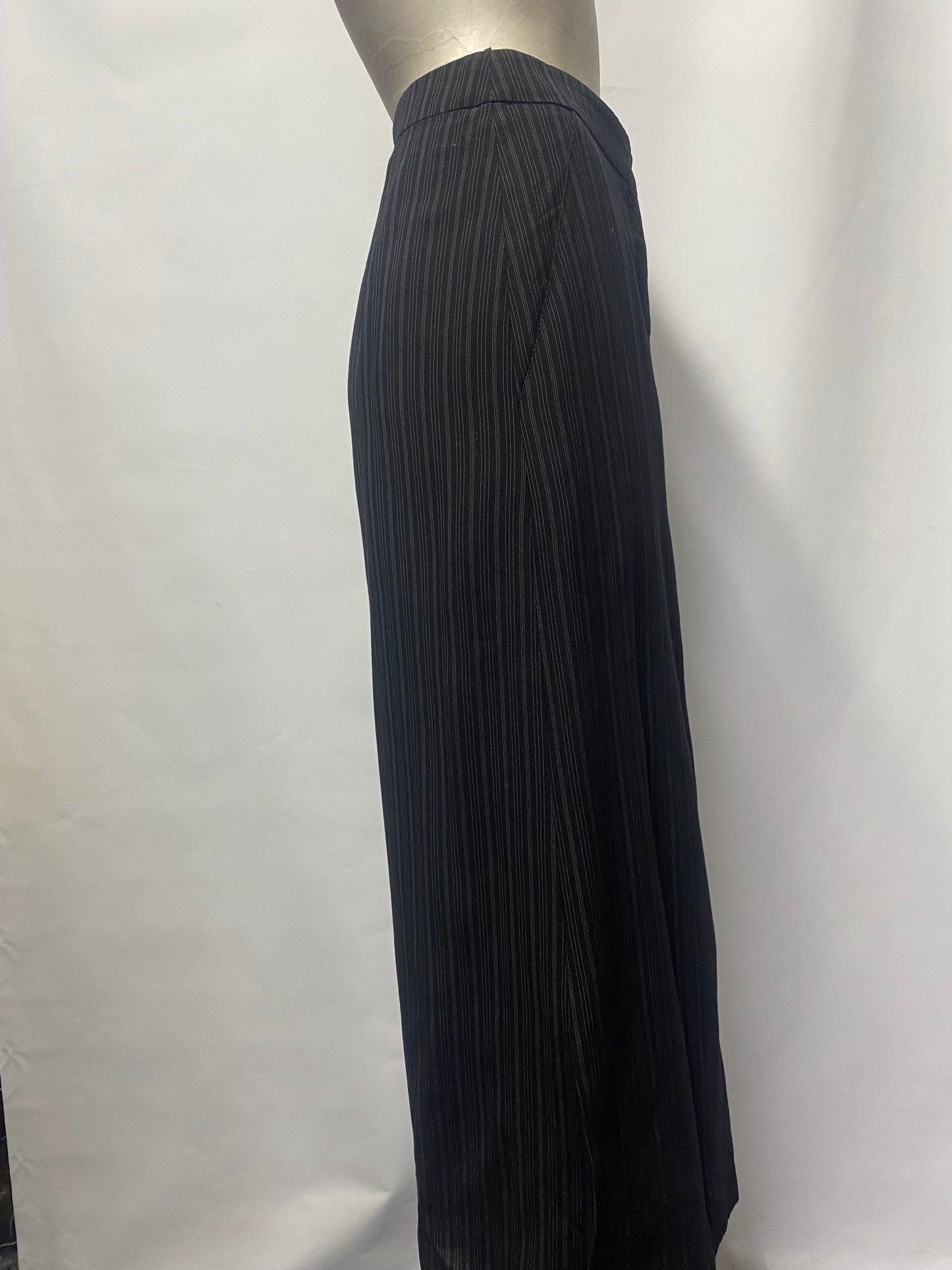 Vintage MaxMara Black Wool Blend Striped Maxi Skirt 10